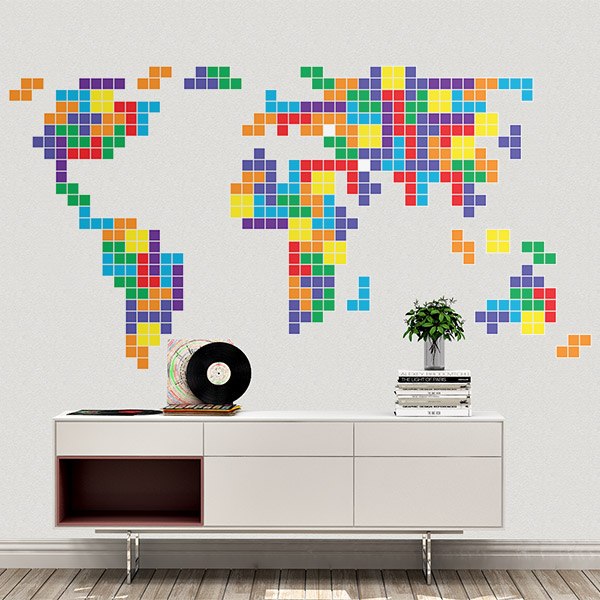 Vinilos Decorativos: Mapamundi Tetris