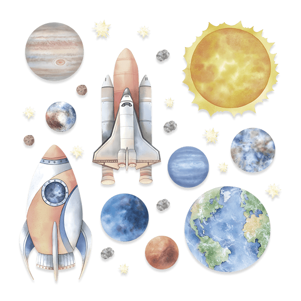 Vinilos Infantiles: Cohetes y planetas
