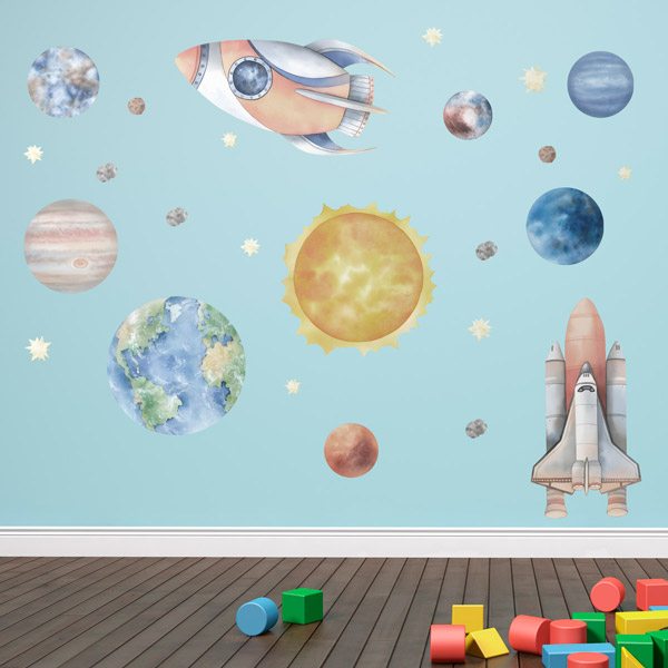 Vinilos Infantiles: Cohetes y planetas
