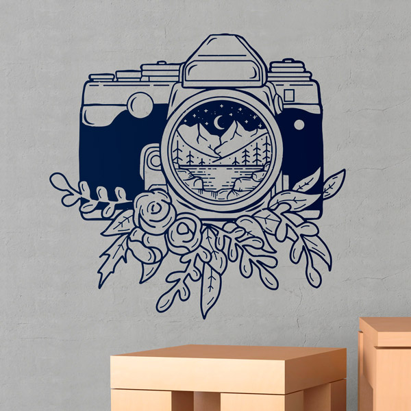 Vinilos Decorativos: Cámara de fotos con flores