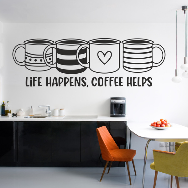 Vinilos Decorativos: Life happens, coffee helps