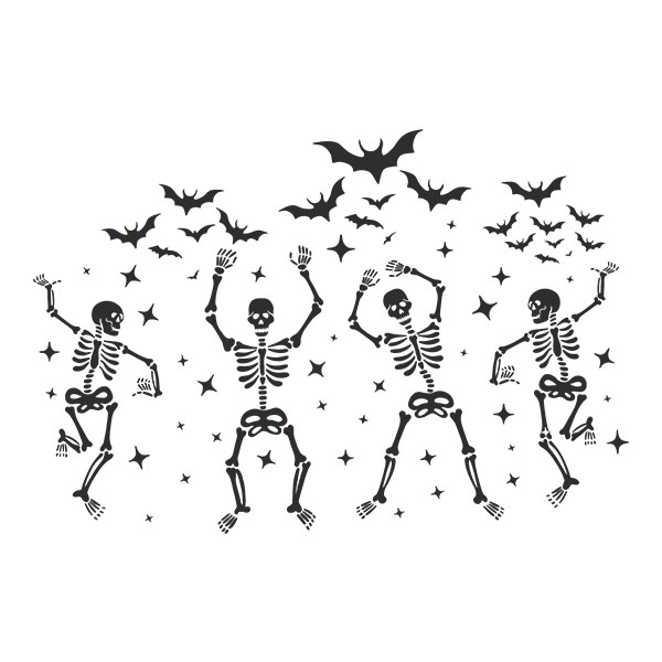 Vinilos Decorativos: Esqueletos bailando con murciélagos