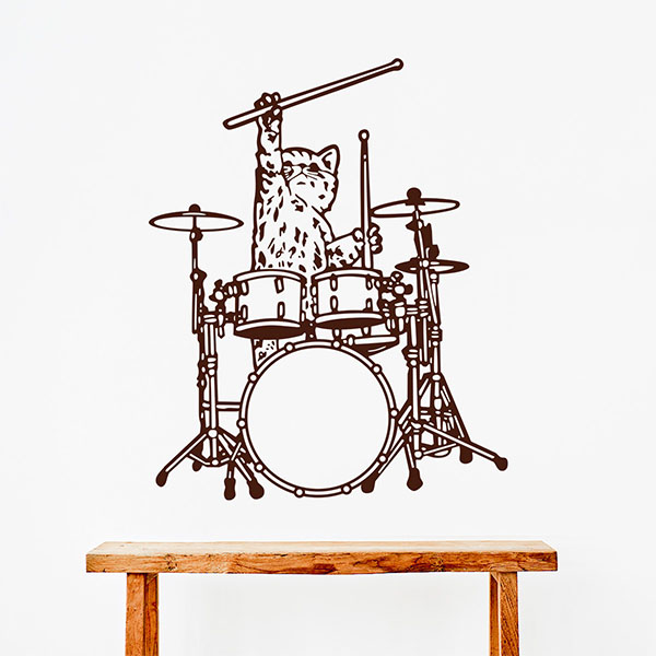 Vinilos Decorativos: Gato tocando la batería