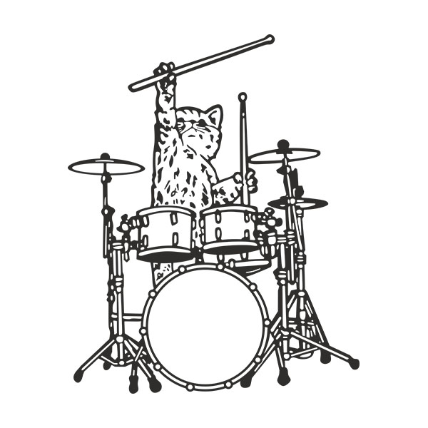 Vinilos Decorativos: Gato tocando la batería