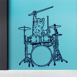 Vinilos Decorativos: Gato tocando la batería 2