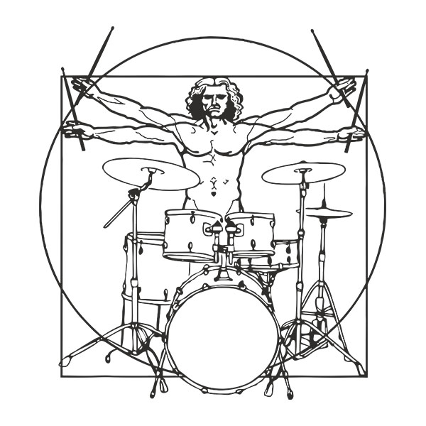 Vinilos Decorativos: Hombre Vitruvio tocando la batería