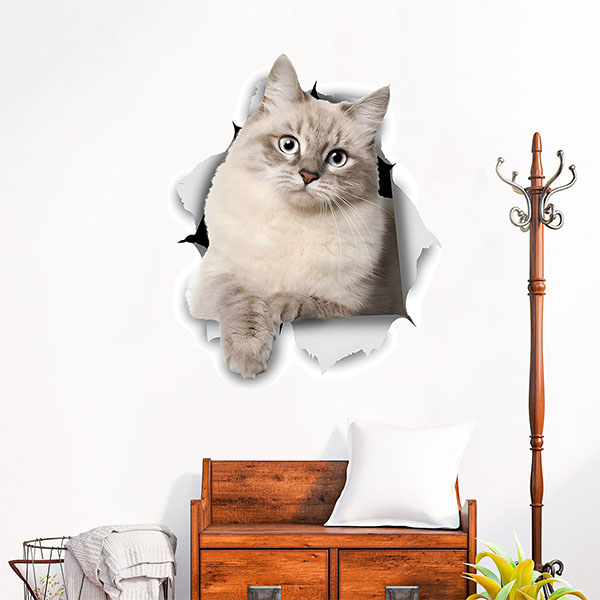 Vinilos Decorativos: Gato sale por la pared