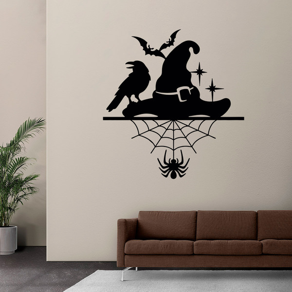 Vinilos Decorativos: Sombrero Cuervo Murciélago Araña