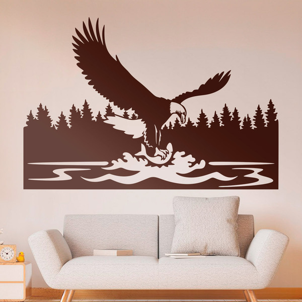Vinilos Decorativos: Águila Cazando pescado