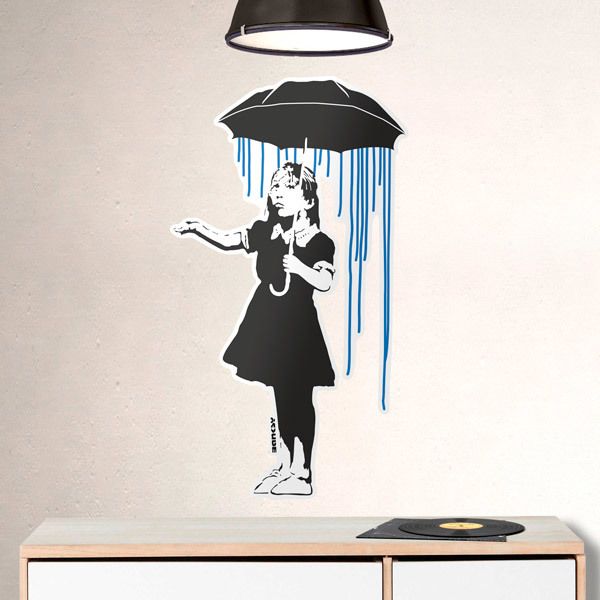 Vinilos Decorativos: Banksy, Niña Bajo la LLuvia