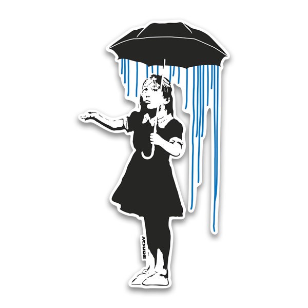 Vinilos Decorativos: Banksy, Niña Bajo la LLuvia