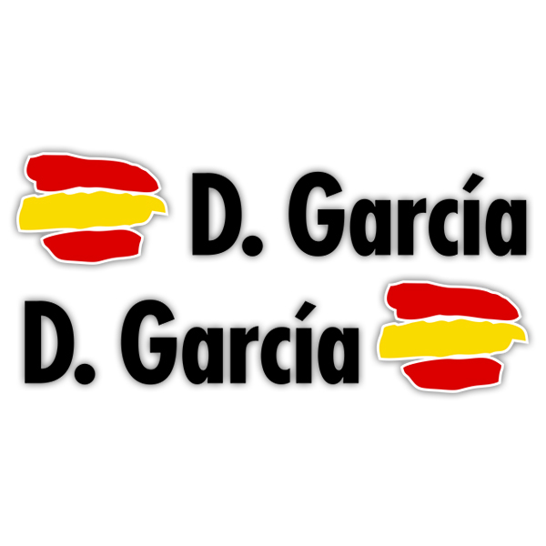 Pegatinas: 2X Banderas España + Nombre en negro
