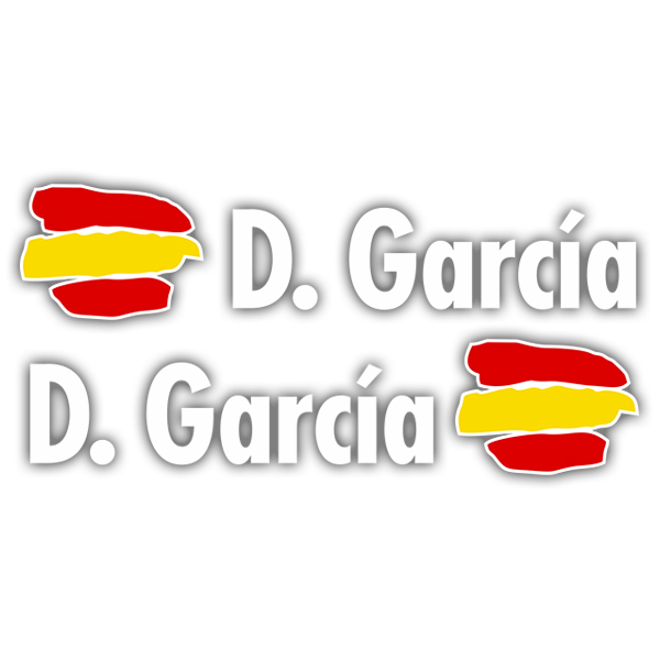 Pegatinas: 2X Banderas España + Nombre en blanco
