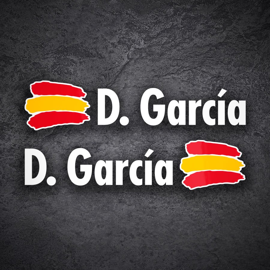 Pegatinas: 2X Banderas España + Nombre en blanco