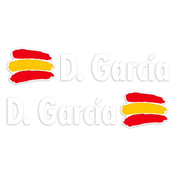 Pegatinas: 2X Banderas España + Nombre en blanco