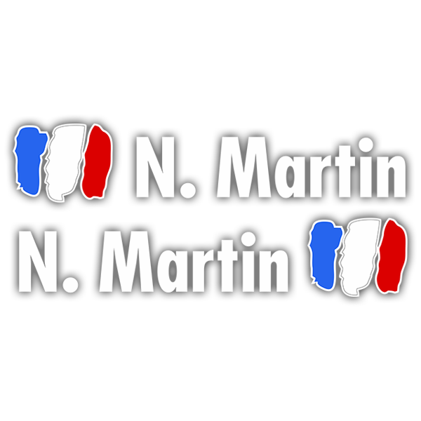 Pegatinas: 2X Banderas Francia + Nombre en blanco
