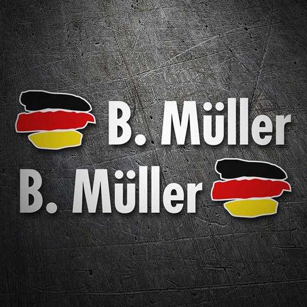 Pegatinas: 2X Banderas Alemania + Nombre en blanco 1