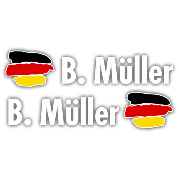 Pegatinas: 2X Banderas Alemania + Nombre en blanco