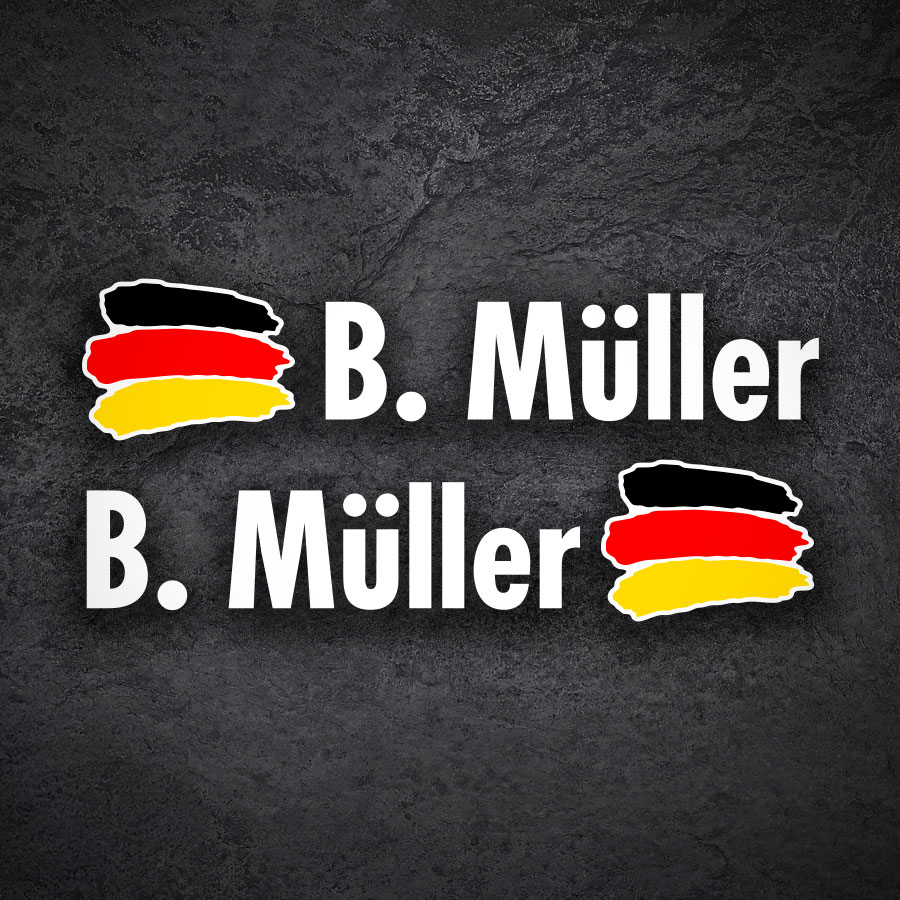 Pegatinas: 2X Banderas Alemania + Nombre en blanco