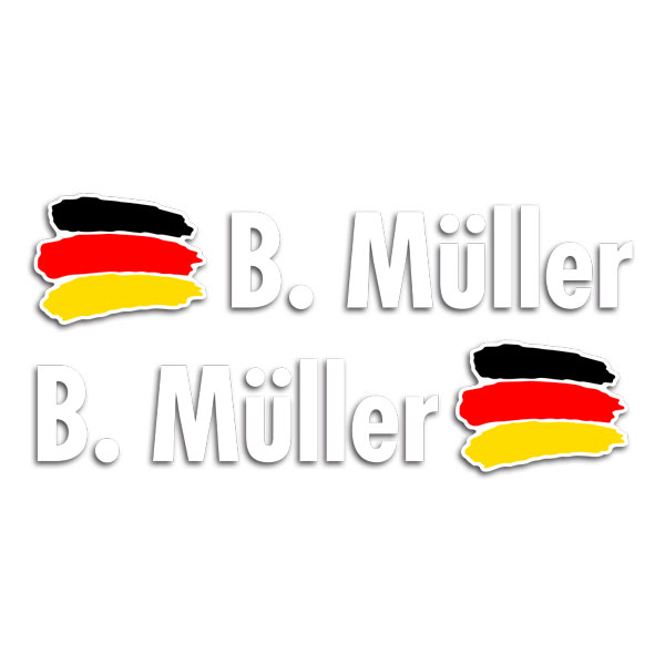 Pegatinas: 2X Banderas Alemania + Nombre en blanco