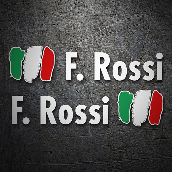 Pegatinas: 2X Banderas Italia + Nombre en blanco 1