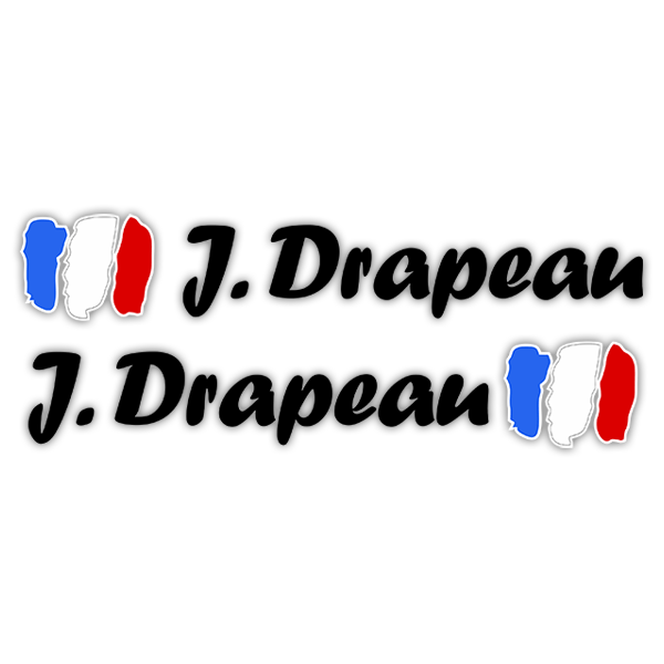 Pegatinas: 2X Banderas Francia + Nombre caligráfico negro