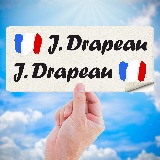 Pegatinas: 2X Banderas Francia + Nombre caligráfico blanco 5