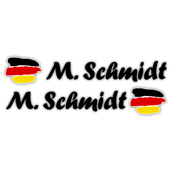 Pegatinas: 2X Banderas Alemania + Nombre caligráfico negro