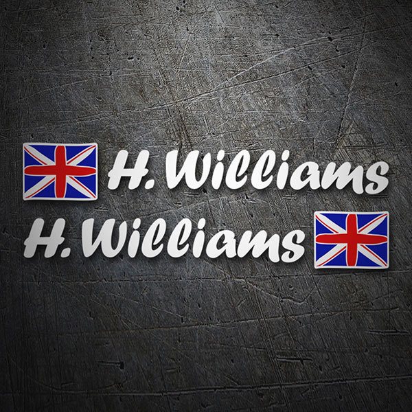 Pegatinas: 2X Banderas Reino Unido + Nombre caligráfico blanc
