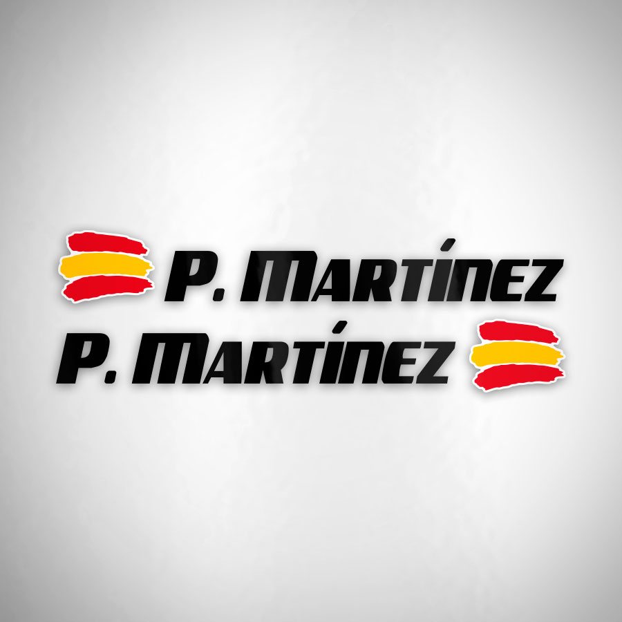 Pegatinas: 2X Banderas España + Nombre sport negro