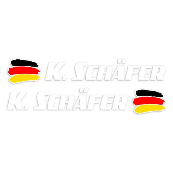 Pegatinas: 2X Banderas Alemania + Nombre sport blanco