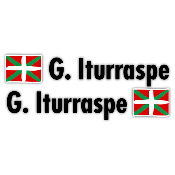 Pegatinas: 2X Banderas Euskadi + Nombre en negro 0