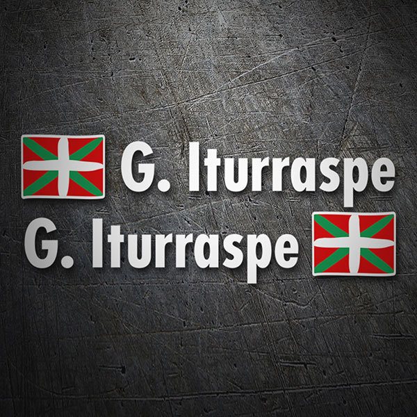 Pegatinas: 2X Banderas Euskadi + Nombre en blanco 1