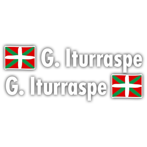 Pegatinas: 2X Banderas Euskadi + Nombre en blanco