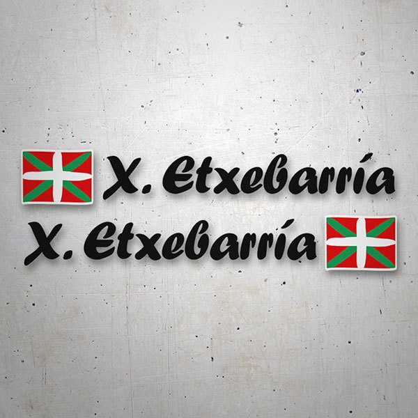 Pegatinas: 2X Banderas Euskadi + Nombre caligráfico negro