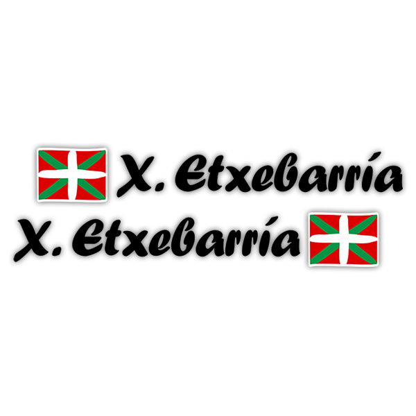 Pegatinas: 2X Banderas Euskadi + Nombre caligráfico negro