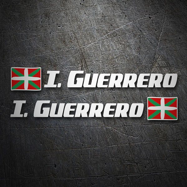 Pegatinas: 2X Banderas Euskadi + Nombre sport blanco