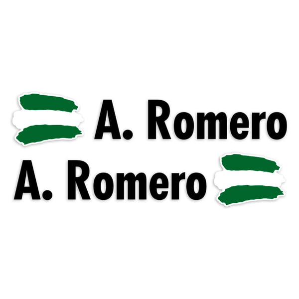 Pegatinas: 2X Banderas Andalucía + Nombre en negro