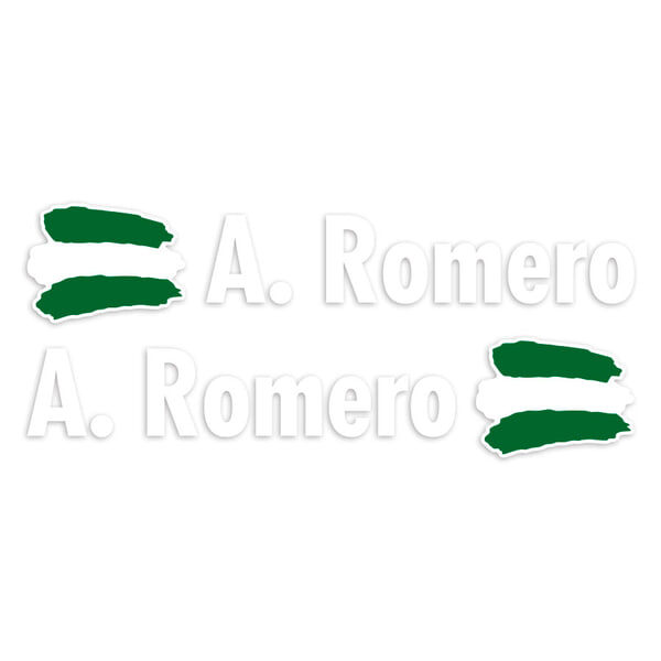 Pegatinas: 2X Banderas Andalucía + Nombre en blanco