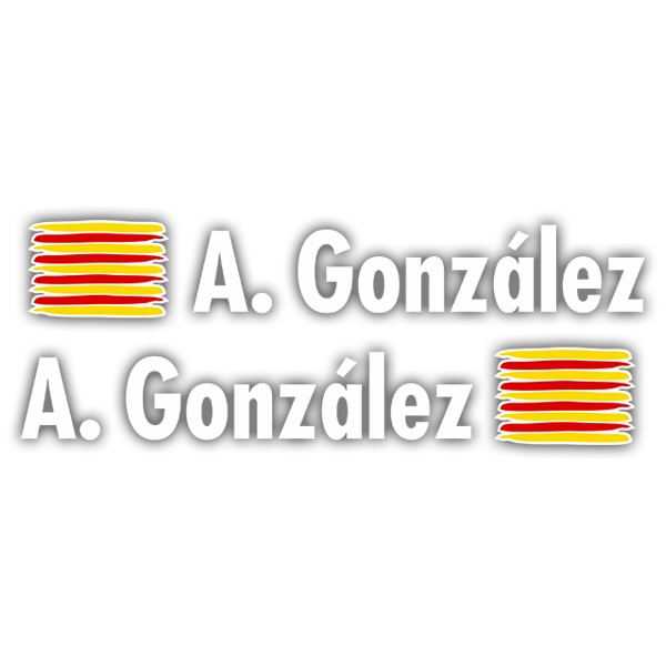 Pegatinas: 2X Banderas Cataluña + Nombre en blanco