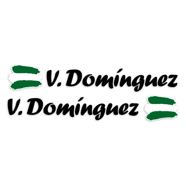 Pegatinas: 2X Banderas Andalucía + Nombre caligráfico negro
