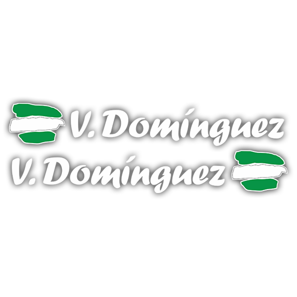 Pegatinas: 2X Banderas Andalucía + Nombre caligráfico blanco