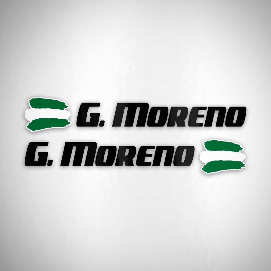 Pegatinas: 2X Banderas Andalucía + Nombre sport negro