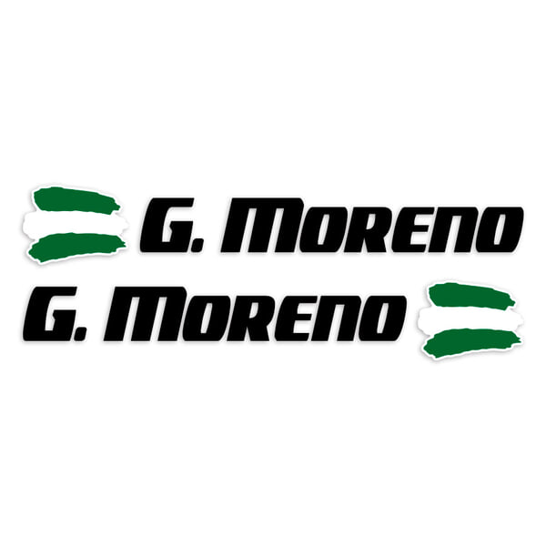 Pegatinas: 2X Banderas Andalucía + Nombre sport negro