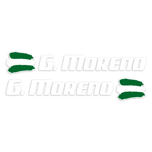 Pegatinas: 2X Banderas Andalucía + Nombre sport blanco