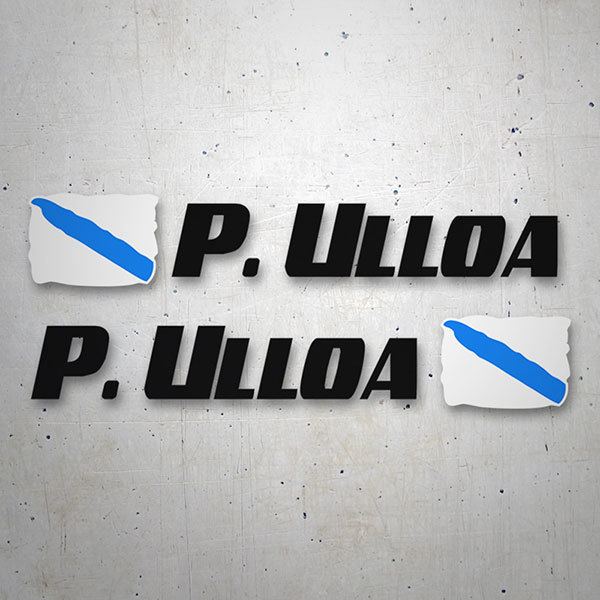 Pegatinas: 2X Banderas Galicia + Nombre sport negro