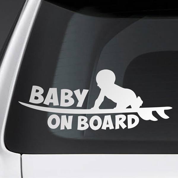 Pegatinas: Bebé a bordo surf - inglés 0