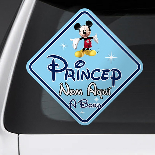 Pegatinas: Princep a Bord Disney personalitzat - Català