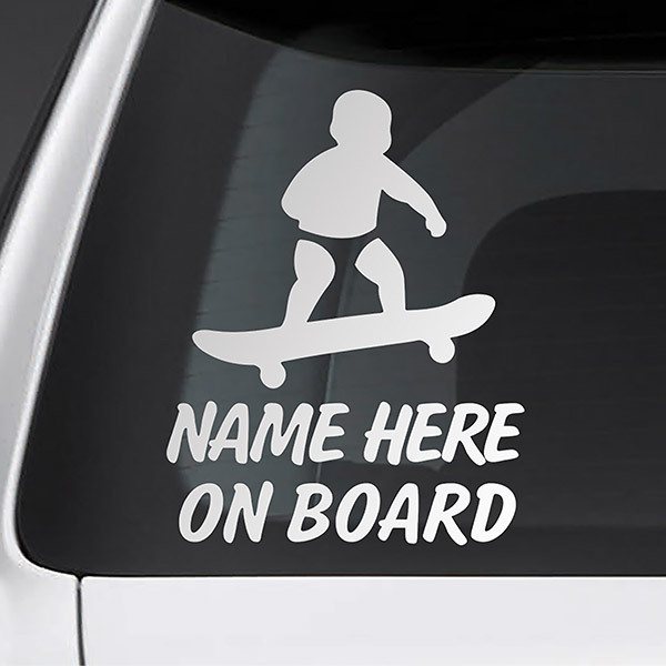 Pegatinas: Skate a bordo personalizado - inglés 0
