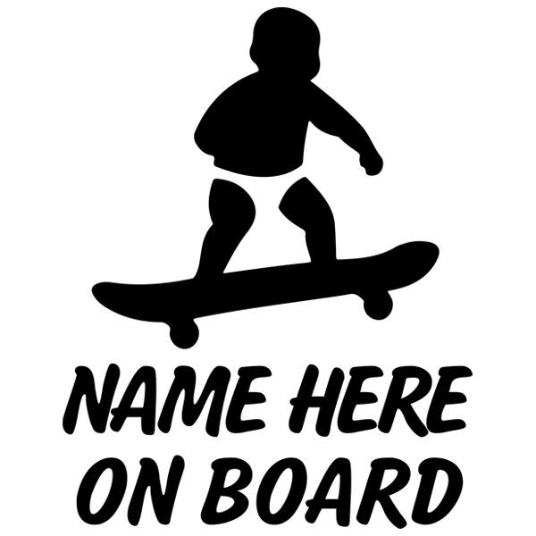 Pegatinas: Skate a bordo personalizado - inglés